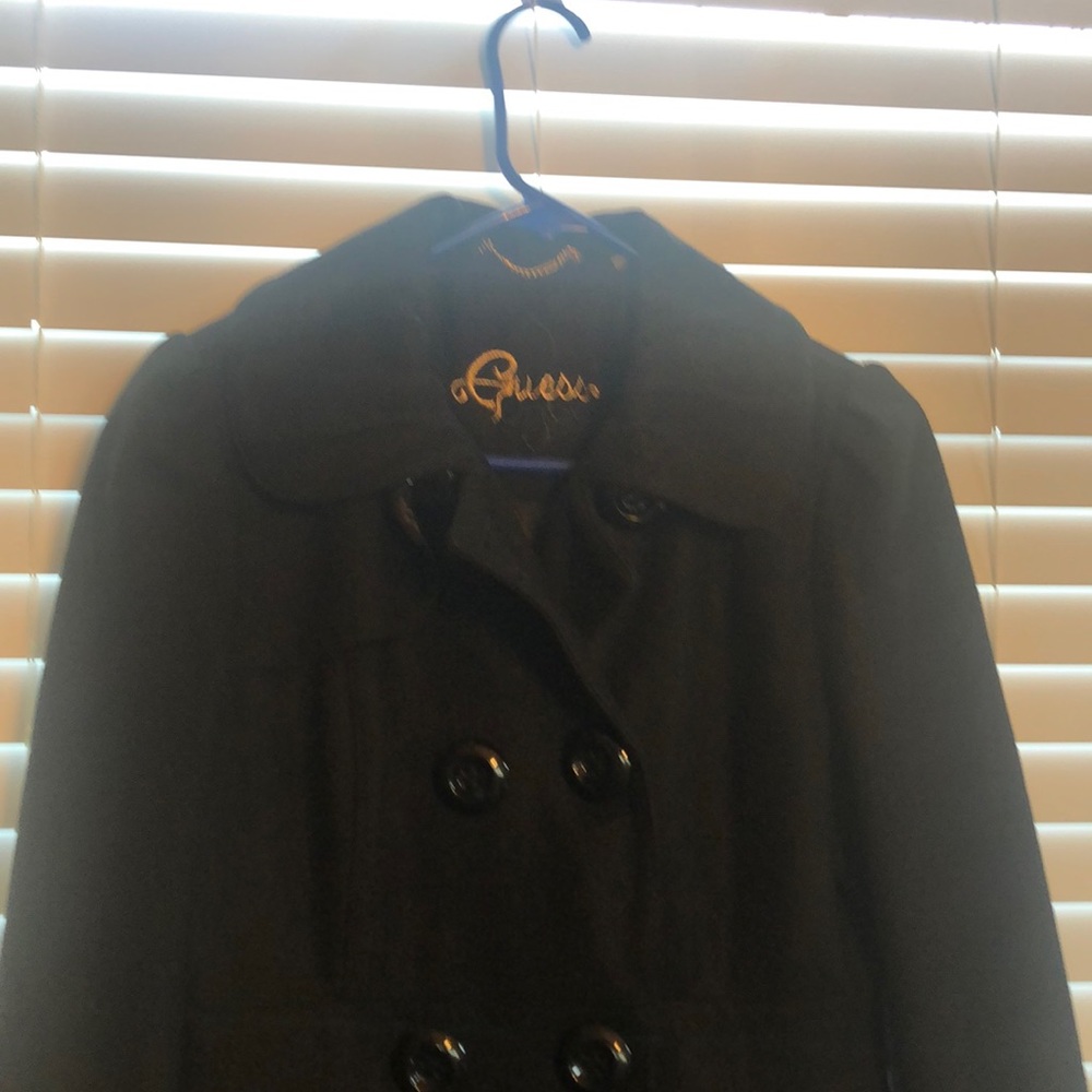 Guess Black Wool Peacoat